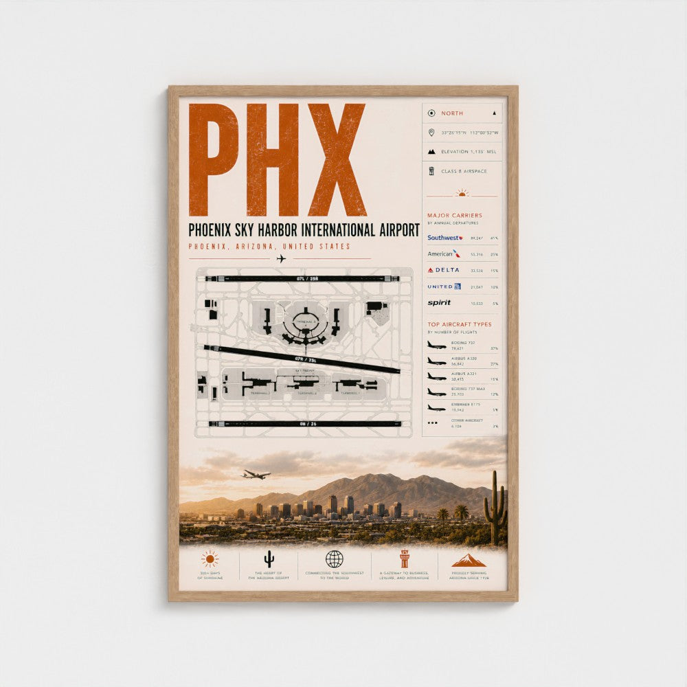 Planes Gone Wrong - PHX Airport Blueprint Poster