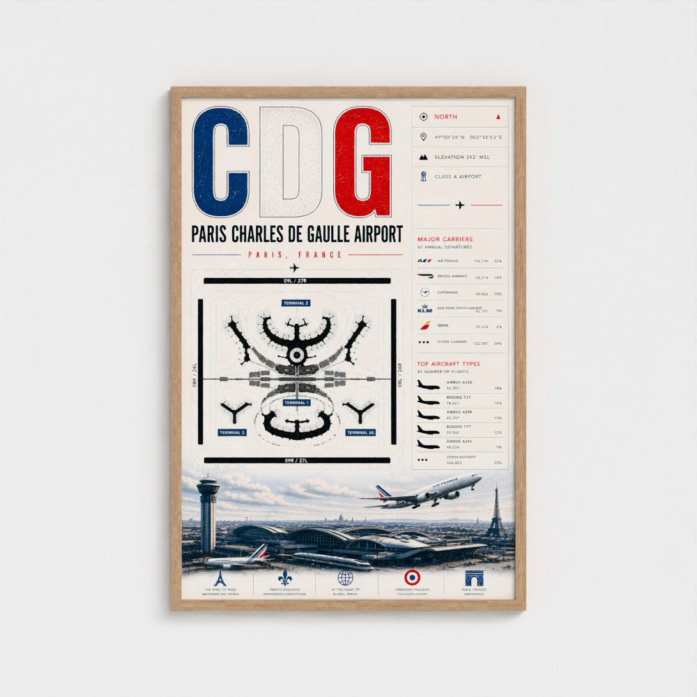 Planes Gone Wrong - CDG Airport Blueprint Poster