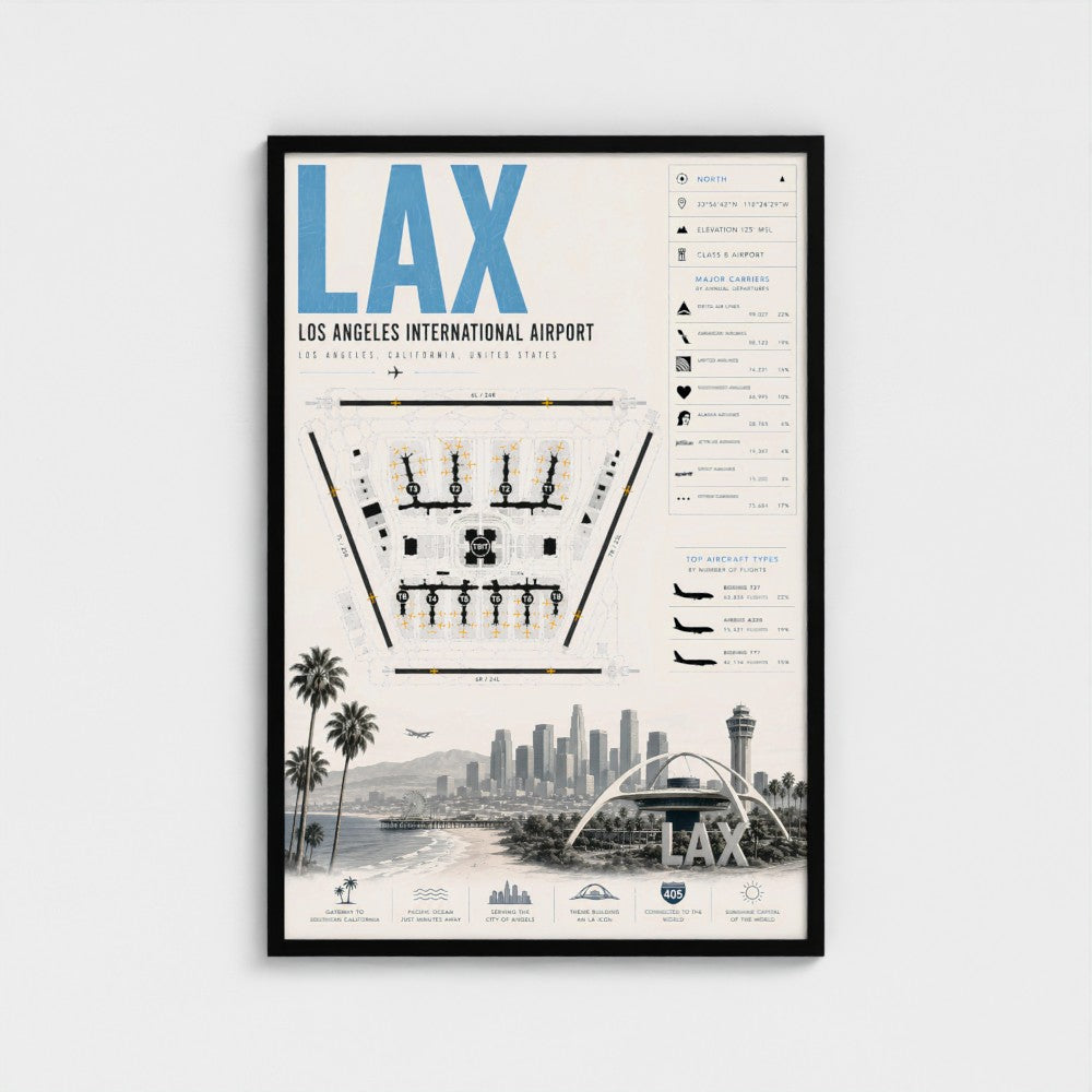 Planes Gone Wrong - LAX Airport Blueprint Poster