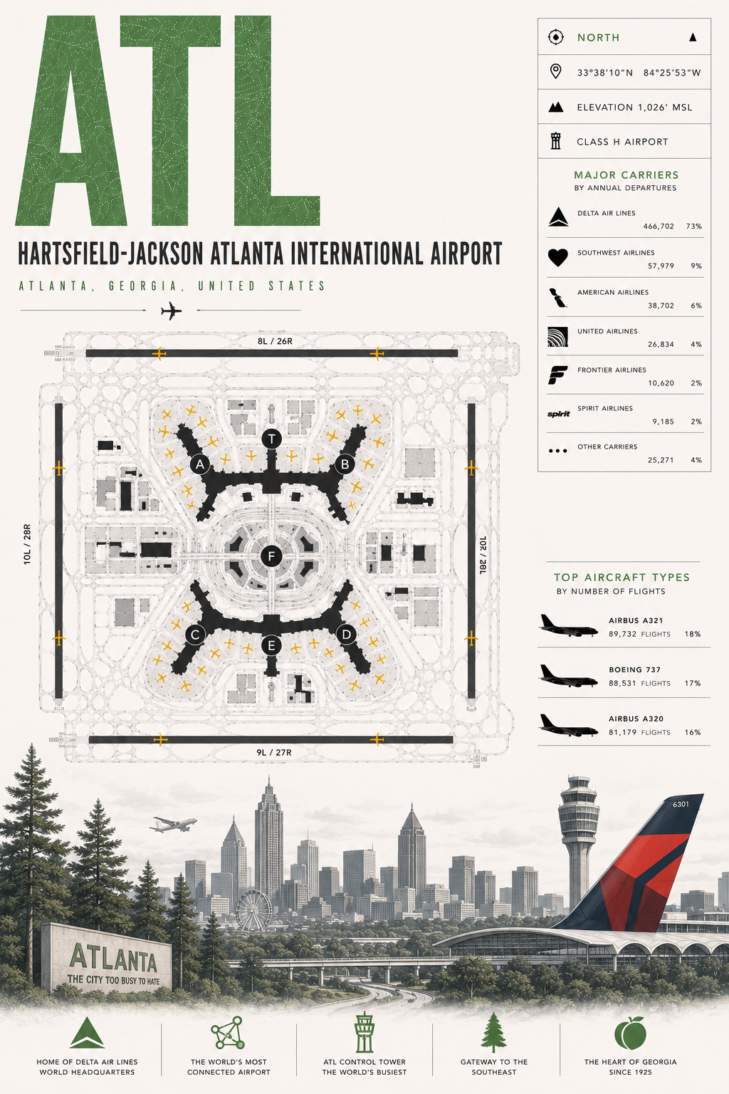 Planes Gone Wrong - ATL Airport Blueprint Poster