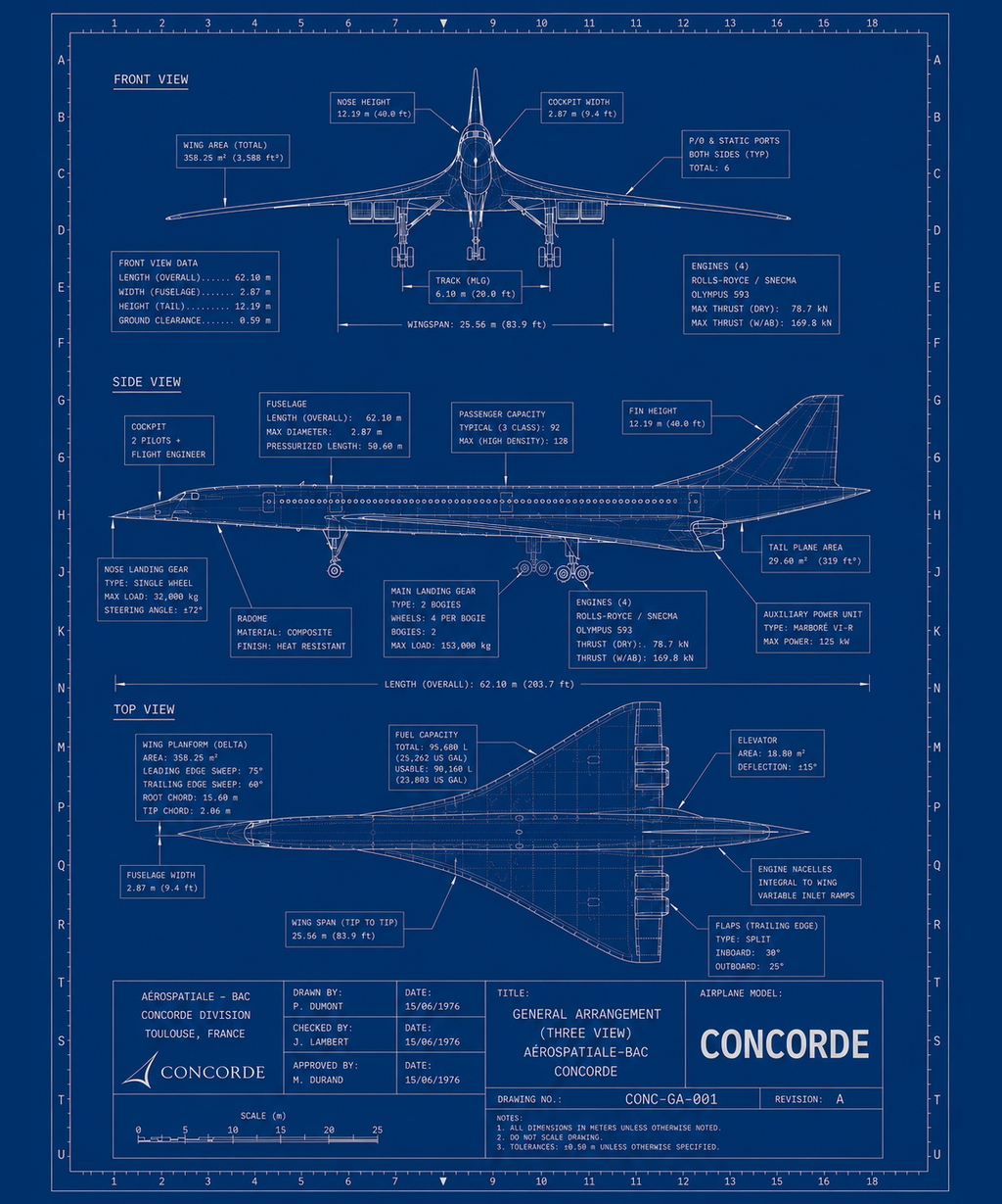 Concorde Supersonic Blueprint Blanket