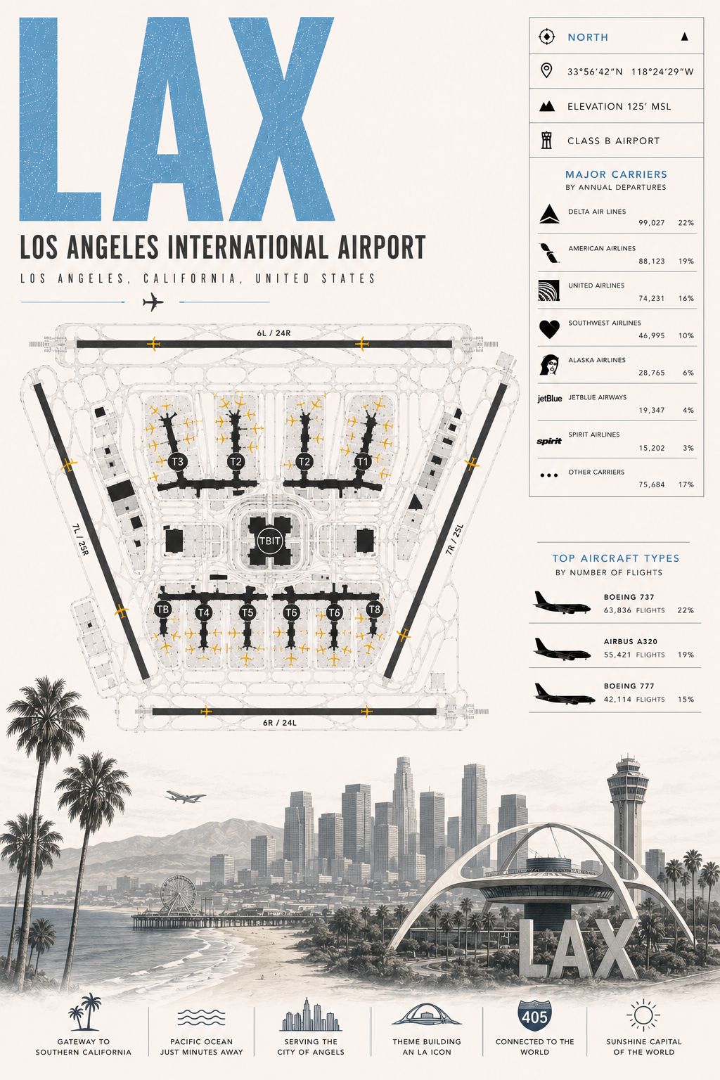 Planes Gone Wrong - LAX Airport Blueprint Poster