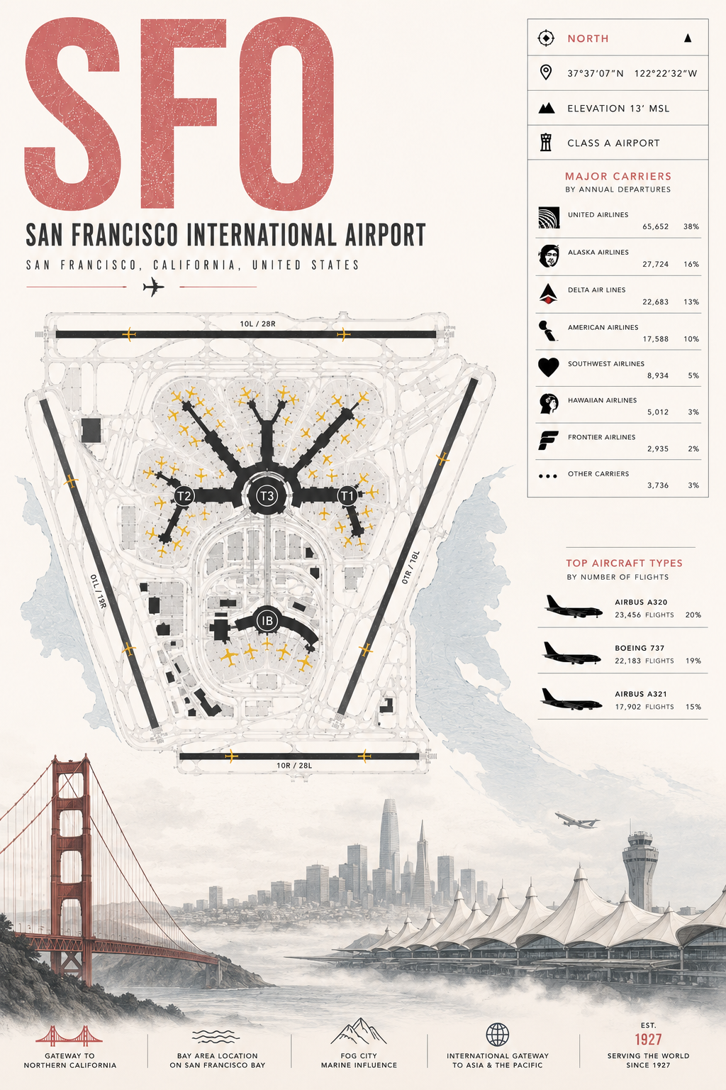 Planes Gone Wrong - SFO Airport Blueprint Poster